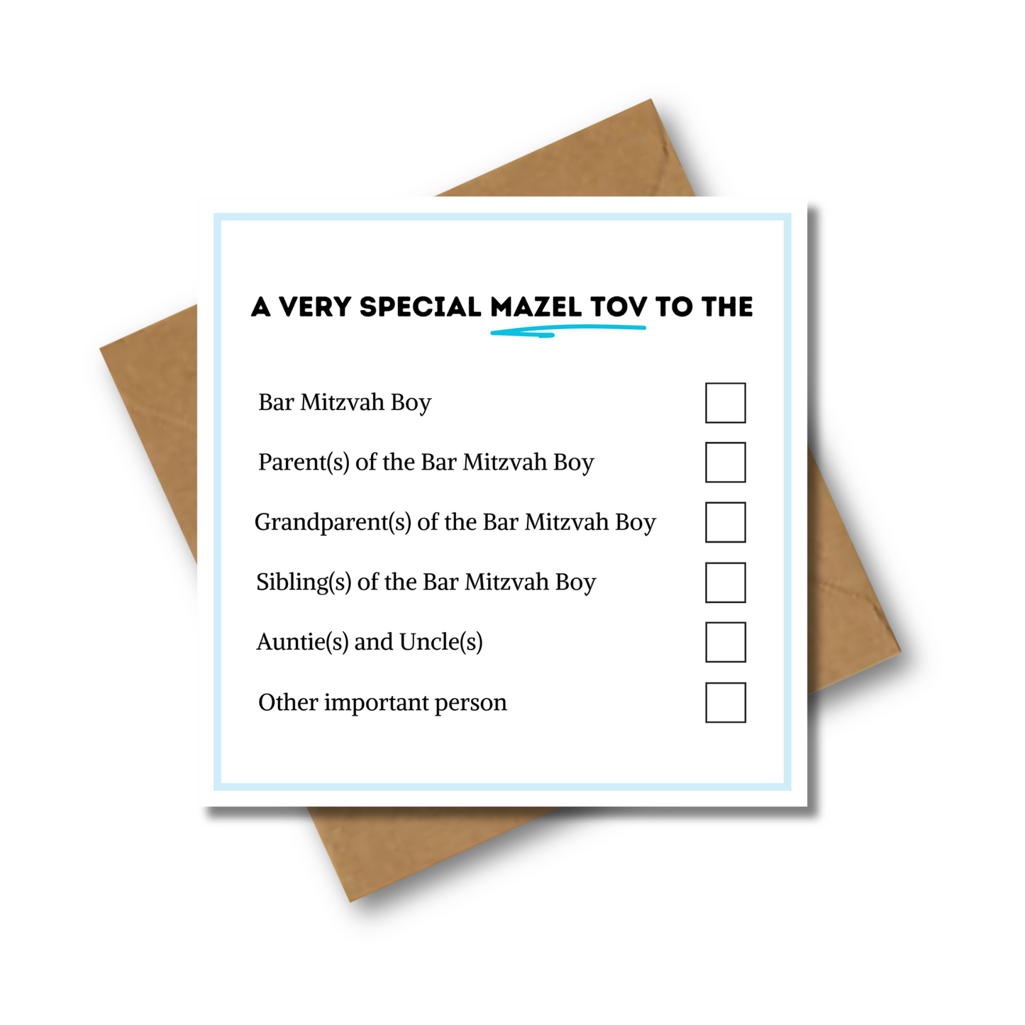 Bar Mitzvah Tick Box