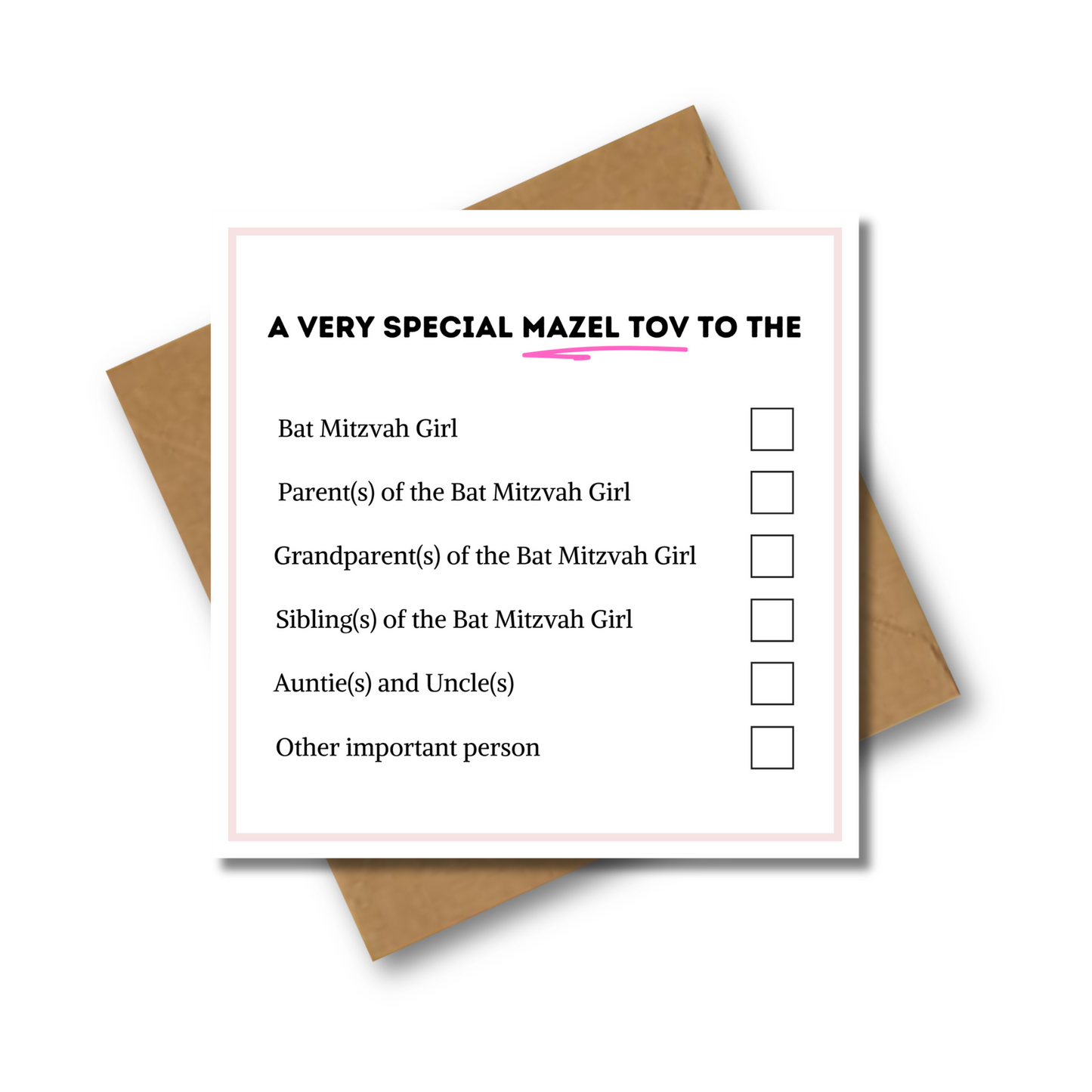 Bat Mitzvah Tick Box