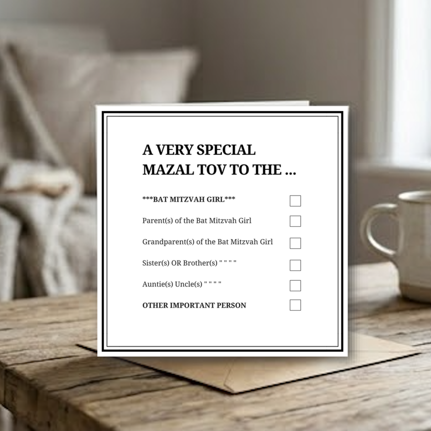 Bat Mitzvah Tick Box